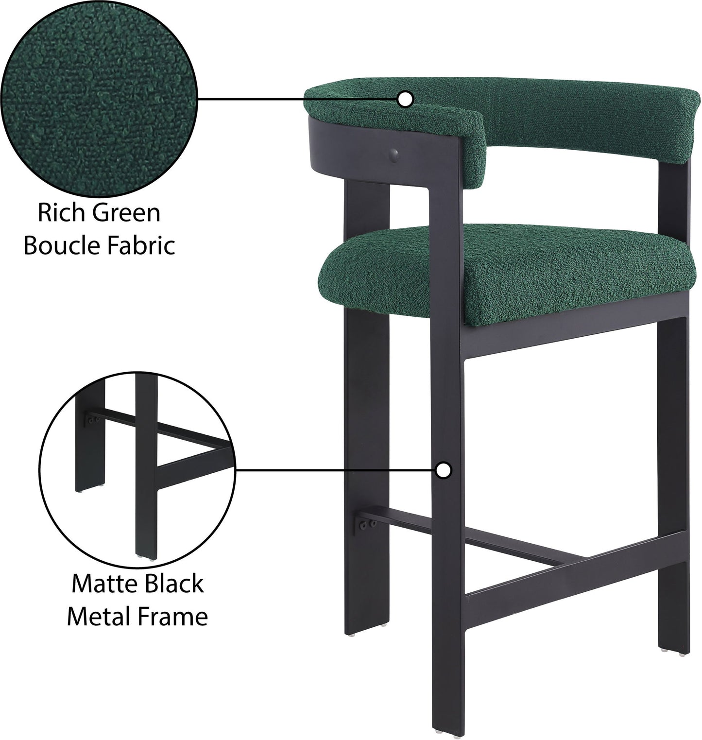Romeo - Boucle Counter Stool With Black Base (Set of 2)