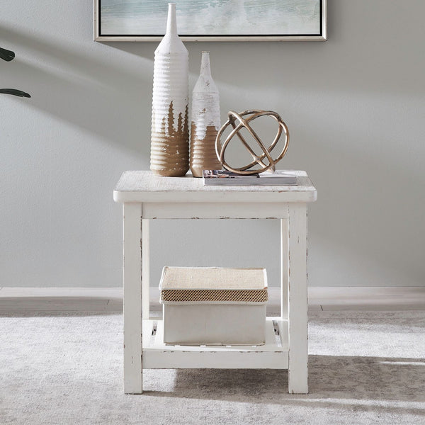 Backroads - End Table - Weathered White & Parchment Brown