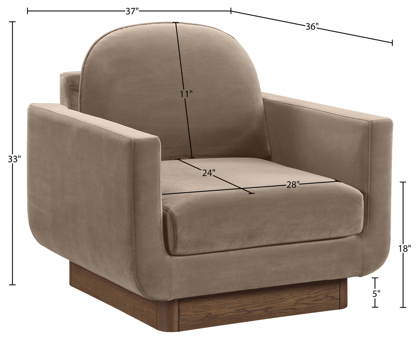 Diviento - Velvet Performance Fabric Upholstered Accent Chair