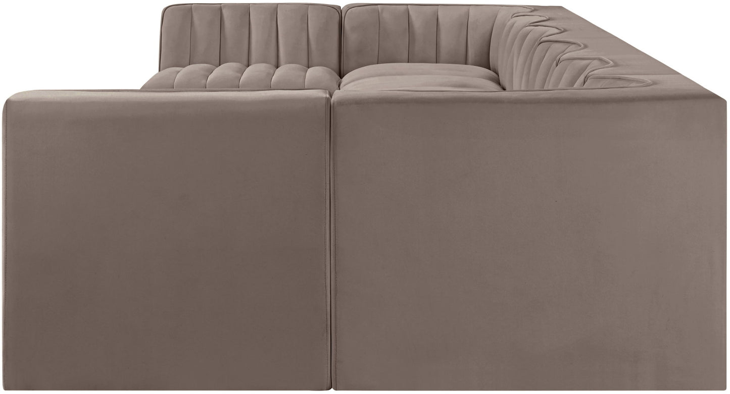 Rummi - Velvet Performance Fabric Upholstered 8 Piece Modular Sectional (With 2 Corner Chairs)