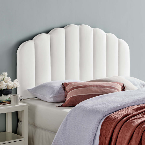 Veronique Performance Velvet Headboard - Full/Queen, White