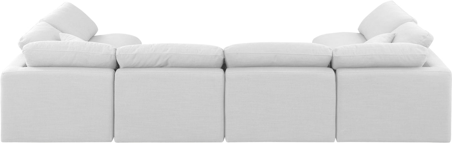 Indulge - Linen 6 Piece Modular U-Shaped Sectional - White