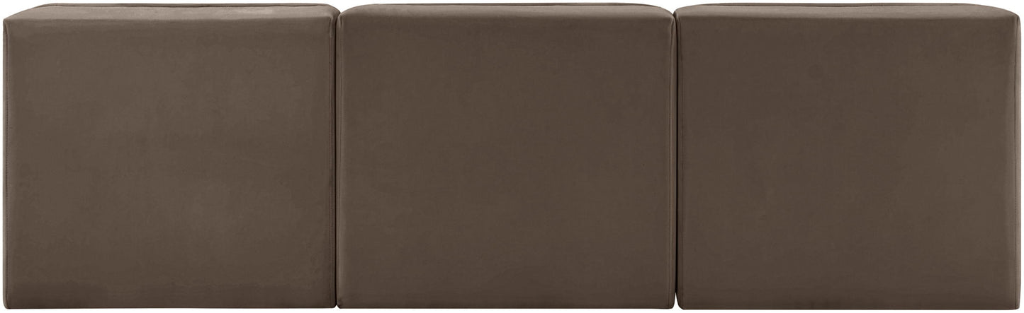 Rummi - Velvet Performance Fabric Upholstered 3 Piece Modular Armless Sofa