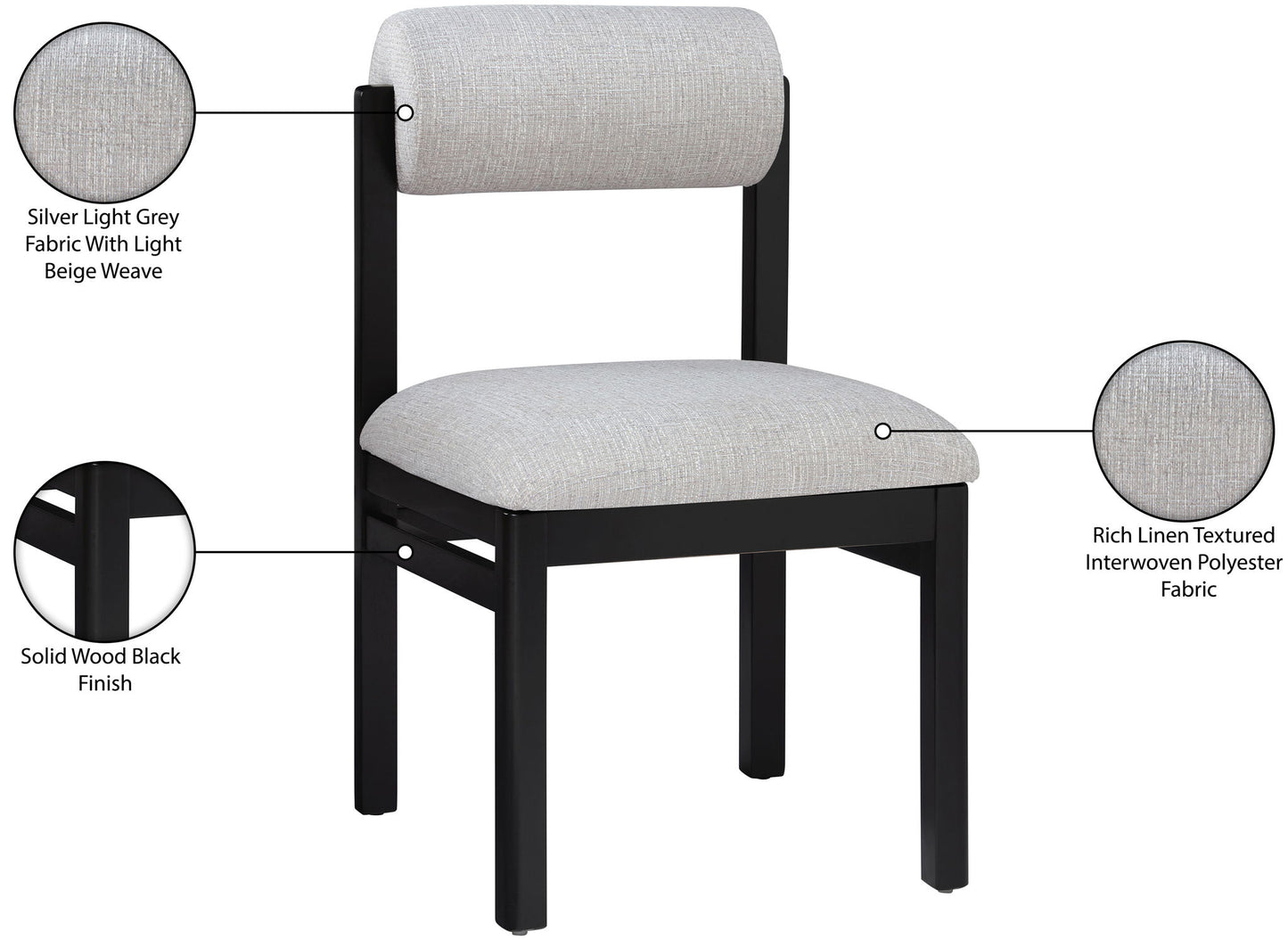 Roundhill - Fabric Dining Chair (Set of 2) - Black Frame