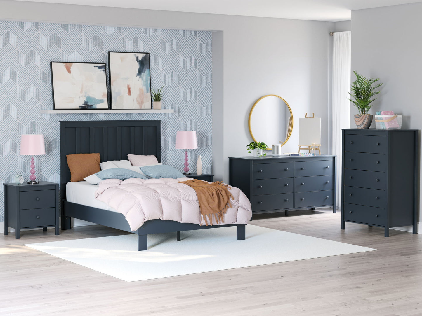 Simmenfort - Six Drawer Dresser - Navy Blue