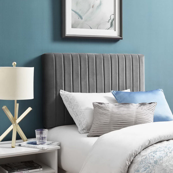 Keira Performance Velvet Headboard - Twin, Gray