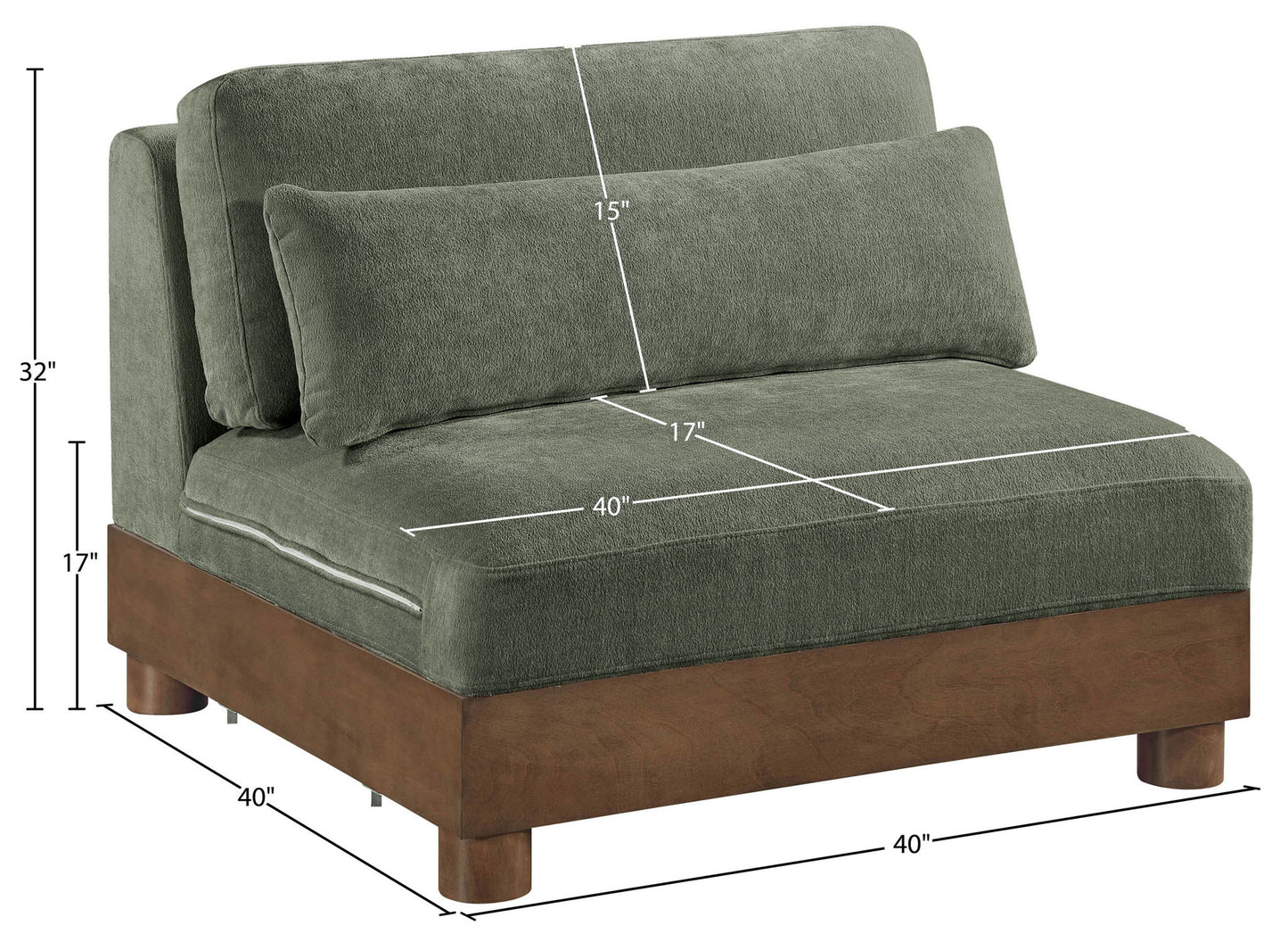 Turin - Chenille Fabric Upholstered Modular Armless Chair