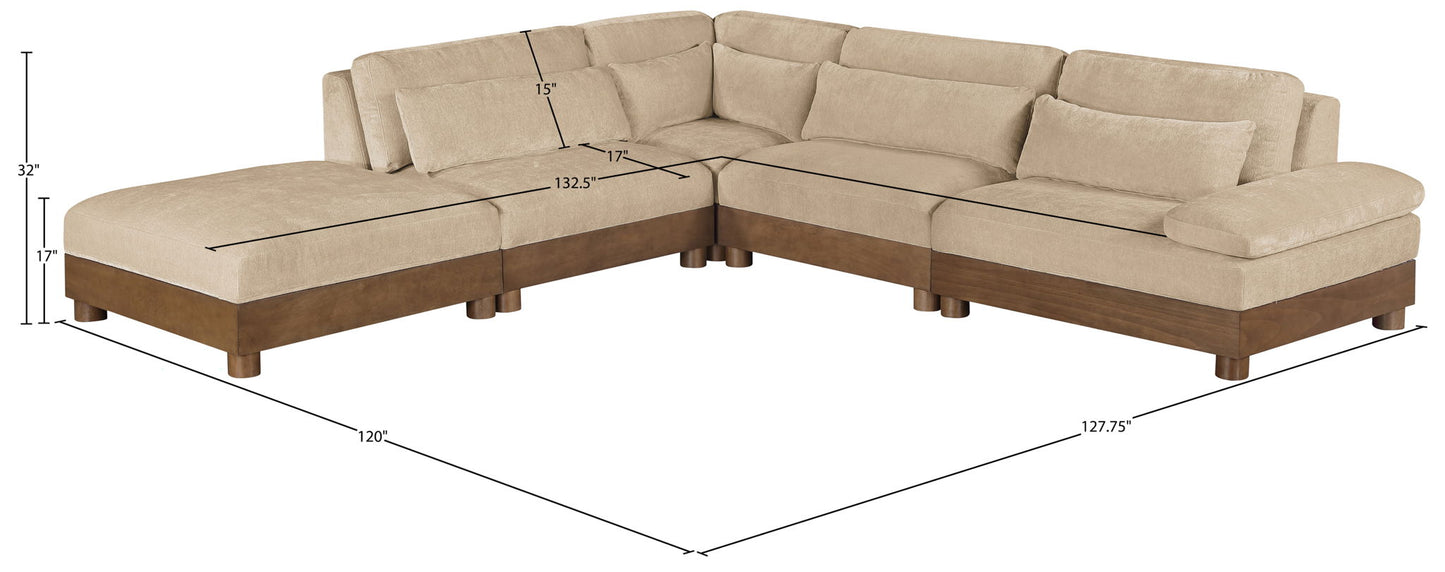Turin - Chenille Fabric Upholstered Modular Sectional - Beige