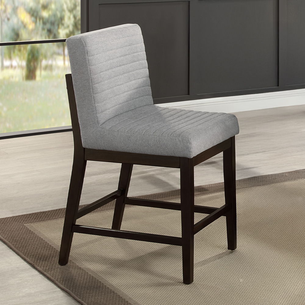 Edwyn - Counter Height Chair (Set of 2) - Gray Linen & Espresso