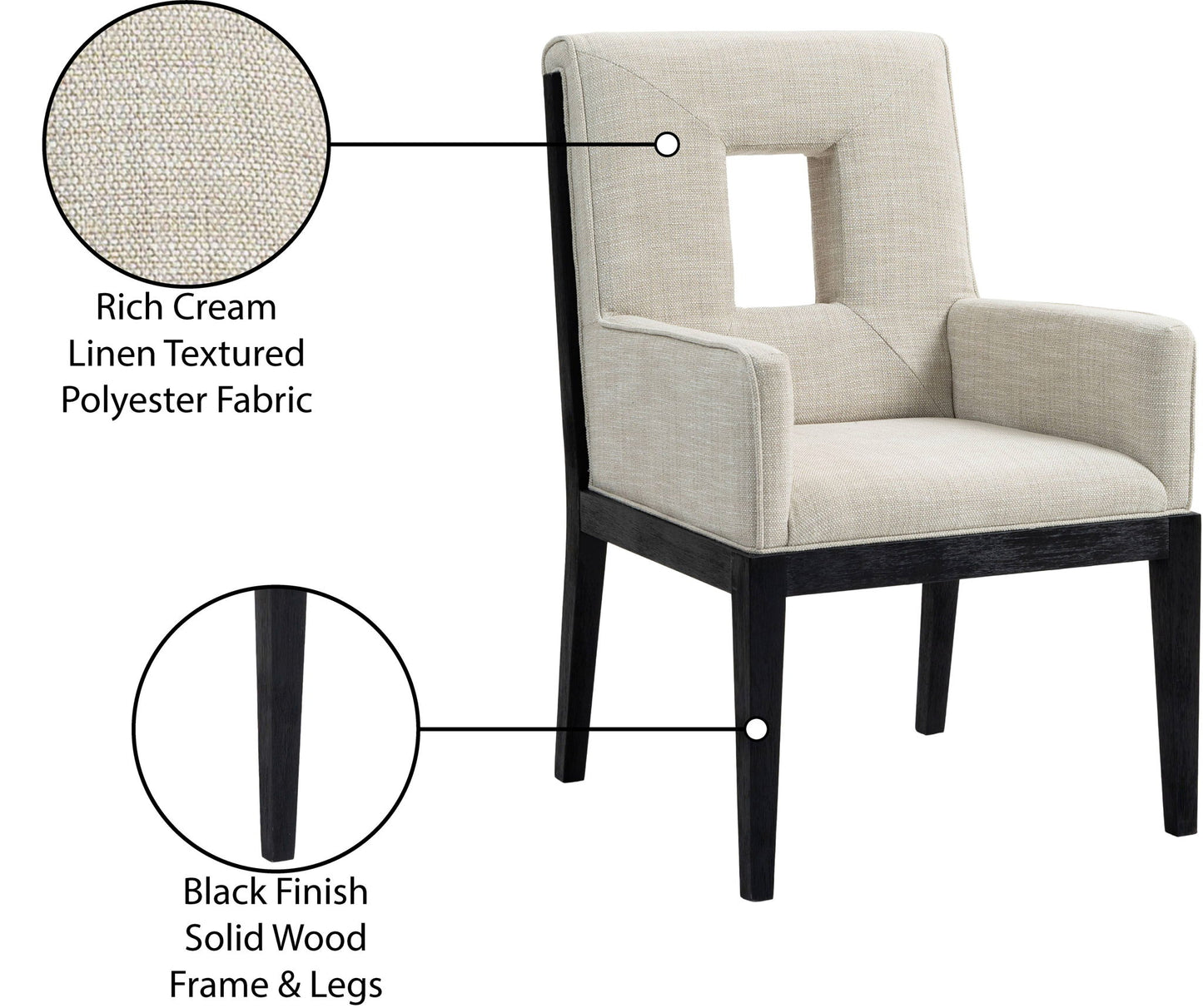 Gwendolyn - Dining Arm Chair With Black Frame
