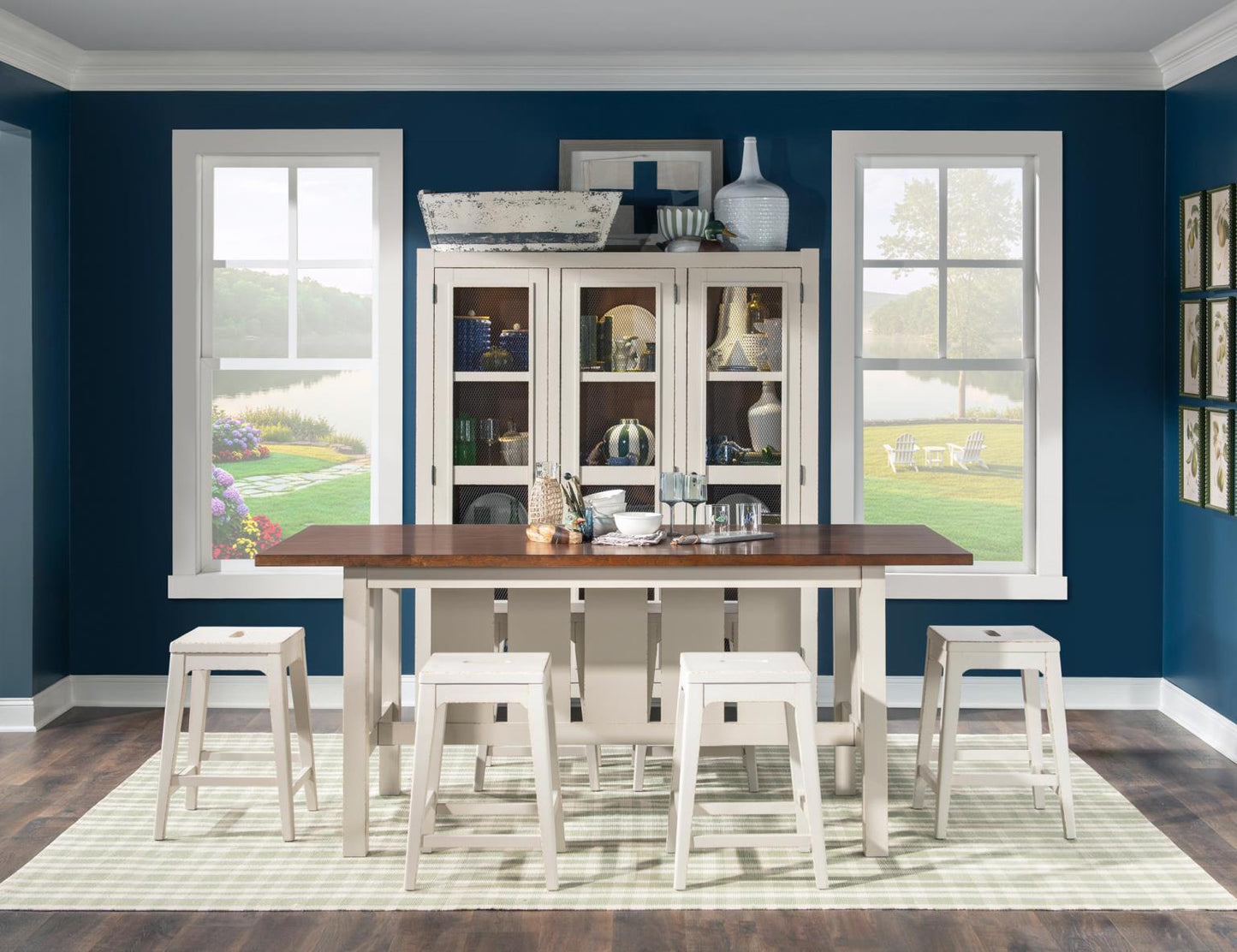 Lake House - Counter Height Trestle Table - Sailcloth And Pinecone