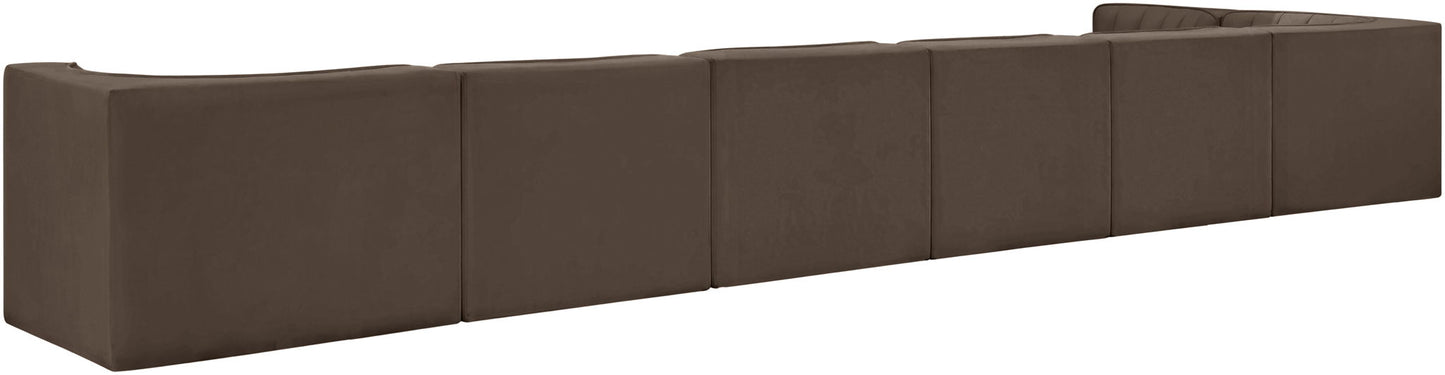 Rummi - Velvet Performance Fabric Upholstered 7 Piece Modular Sectional, L-Shaped (Right)