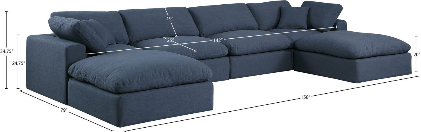 Comfy - 6 Piece Linen Modular Double Chaise Sectional