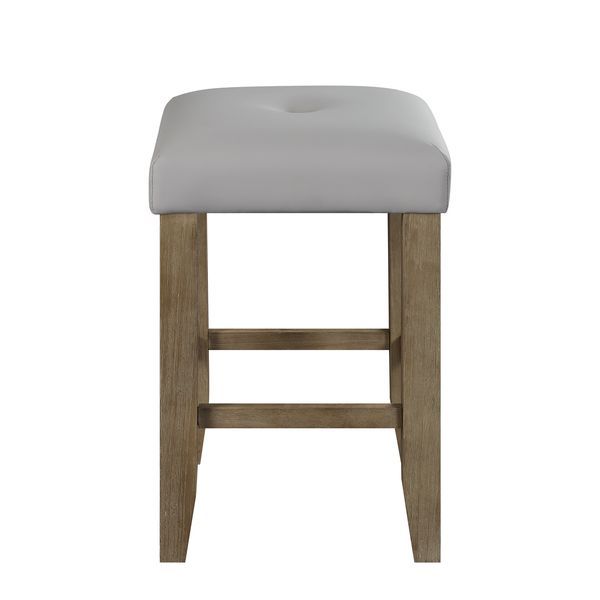 Charnell - Counter Height Stool (Set of 2) - Gray Synthetic Leather & Oak