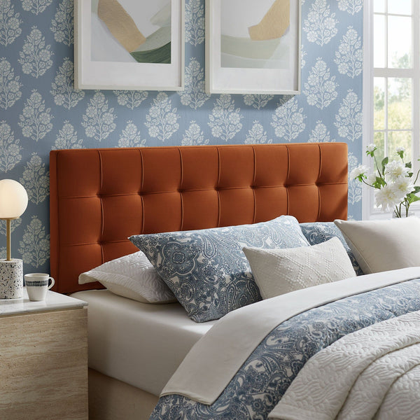 Lily Biscuit Tufted Performance Velvet Headboard - Full, Rust