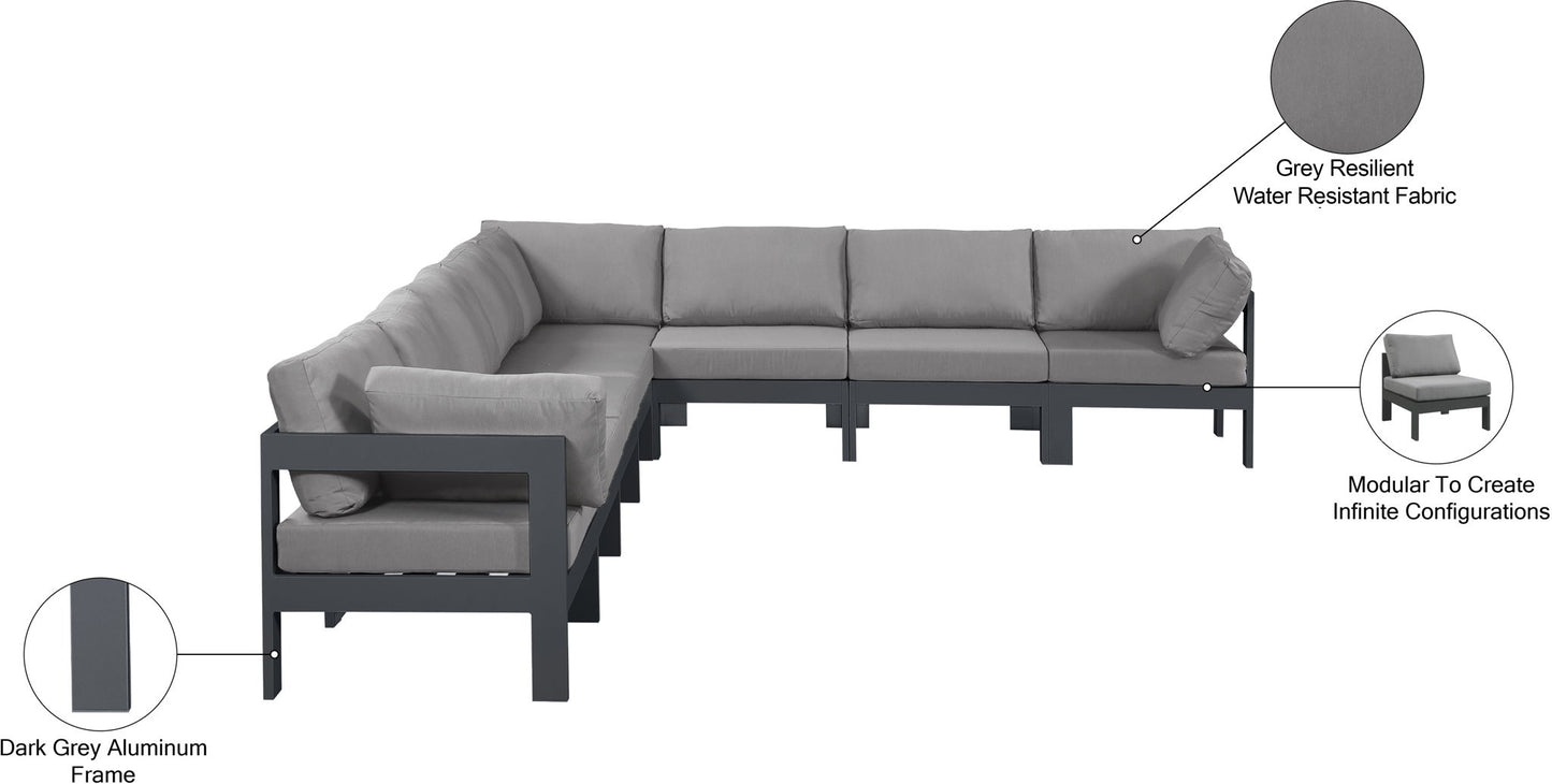 Nizuc - Outdoor Patio 8 Piece Modular Sectional With Gray Frame