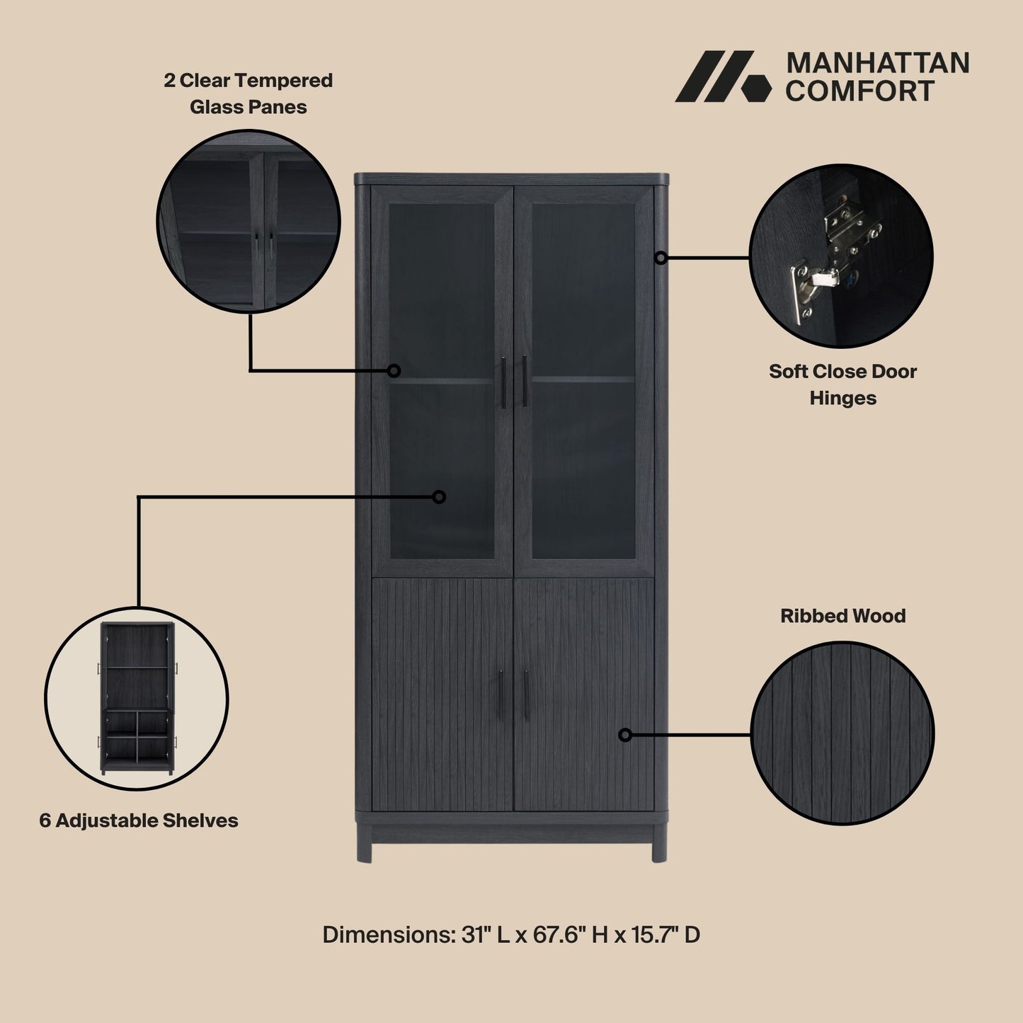 Manhattan Jodie - Bookcase Cabinet