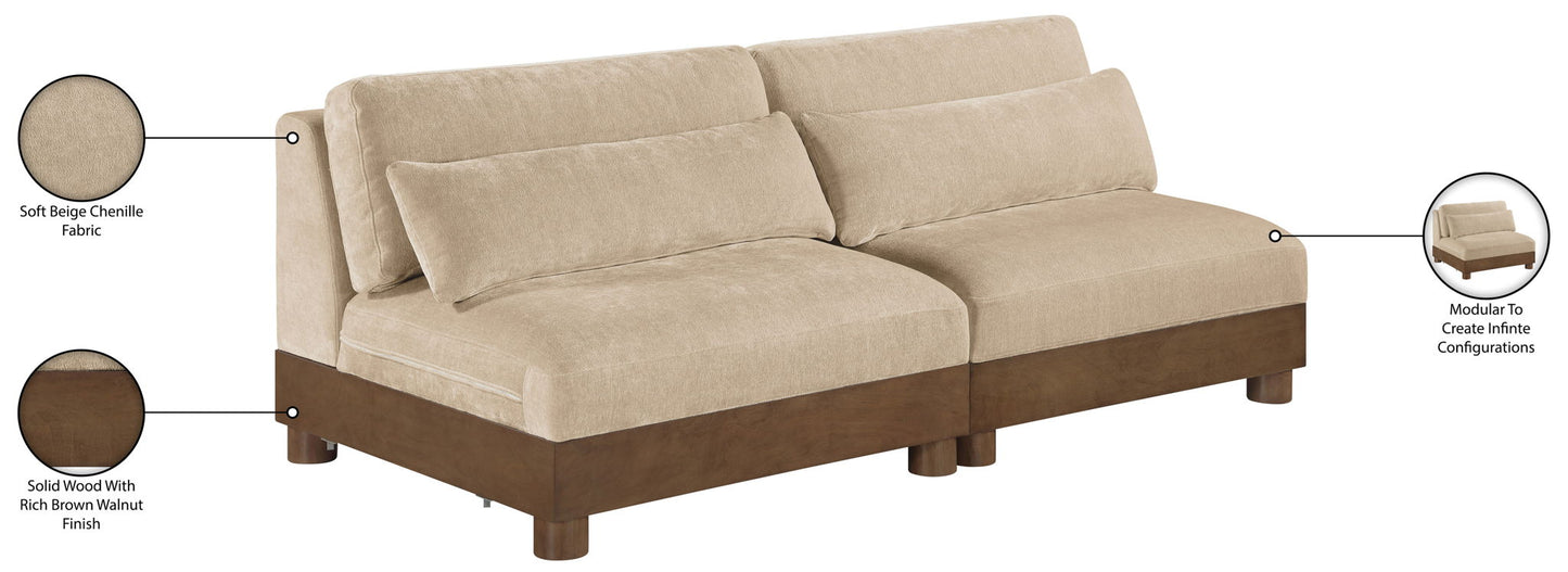 Turin - Chenille Fabric Upholstered Modular Sectional - Beige