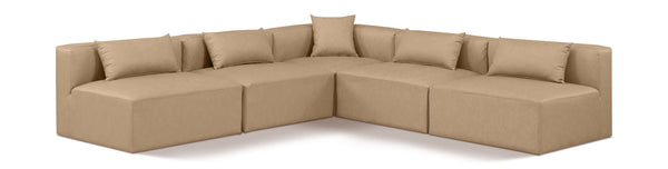 Cube - 5 Piece Modular Corner Armless Sectional - Tan