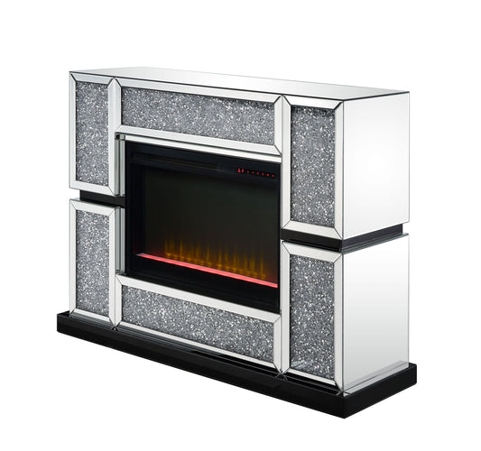 Noralie - 48" X 15" Fireplace - Mirrored & Faux Diamonds