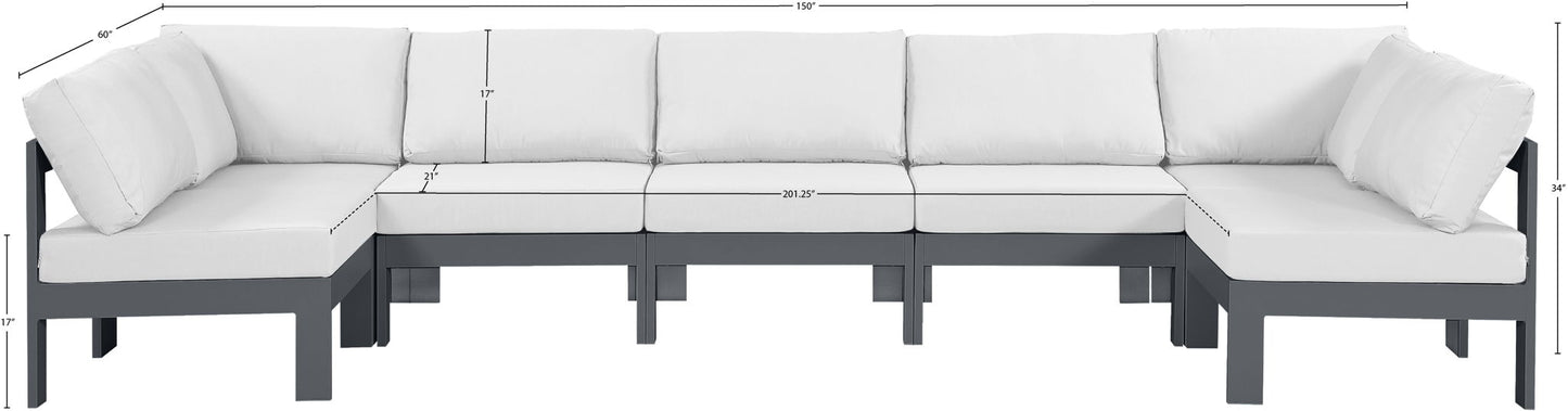 Nizuc - Outdoor Patio 7 Piece Modular Sectional With Gray Frame