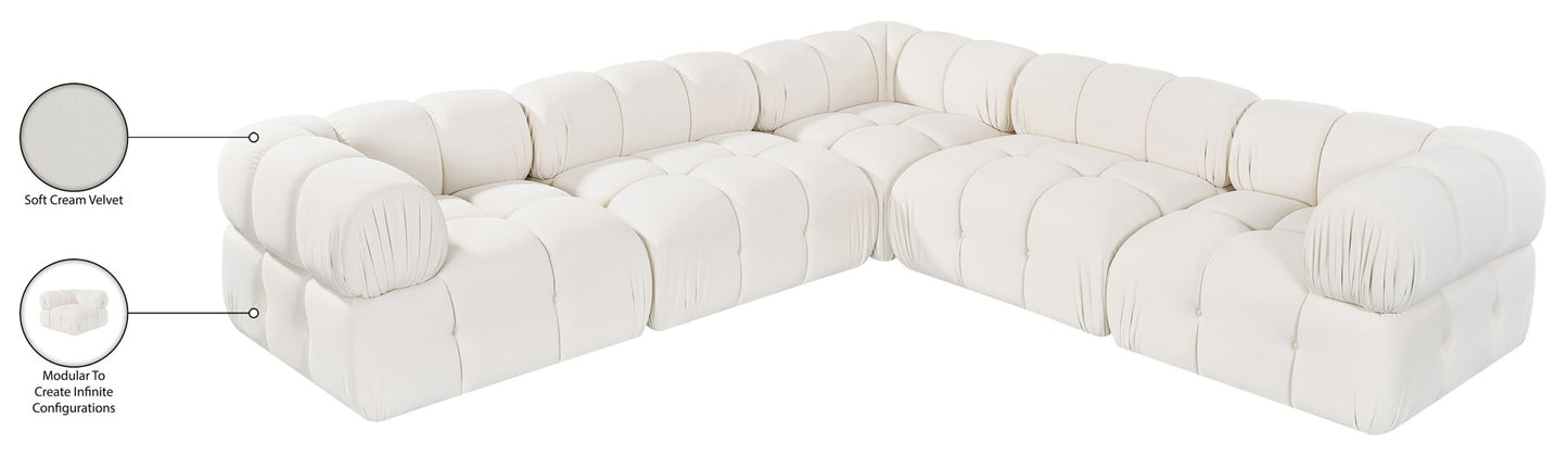 Orin - Velvet 5 Piece Modular Corner Sectional