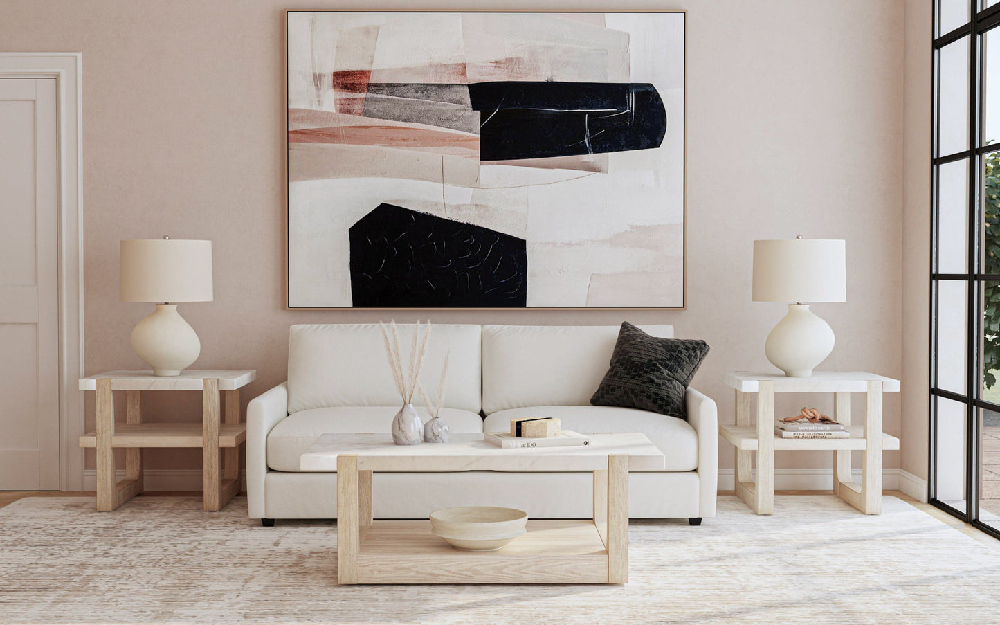 Milano Canvas Art - Beige / Blue