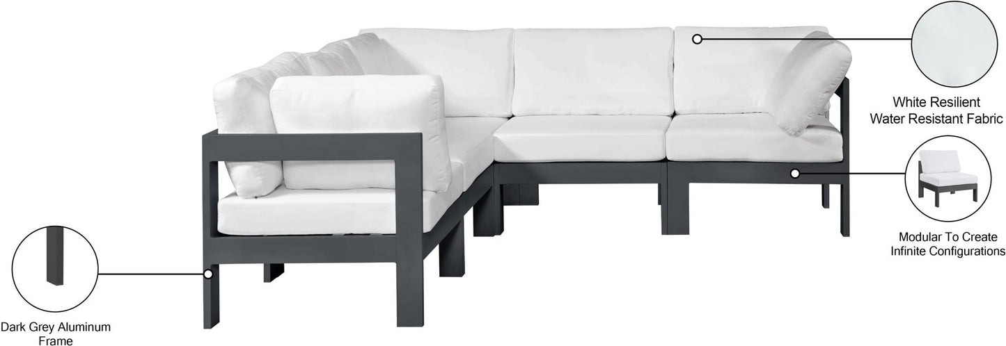 Nizuc - Outdoor Patio 5 Piece Modular Sectional With Gray Frame