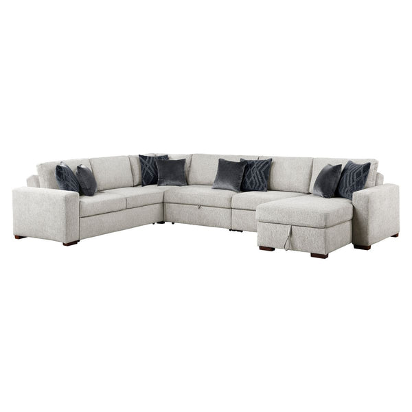 Isla 5-Piece Sectional with Reversible Chaise, Pull-out Bed, Hidden Storage and Click Motion Back
