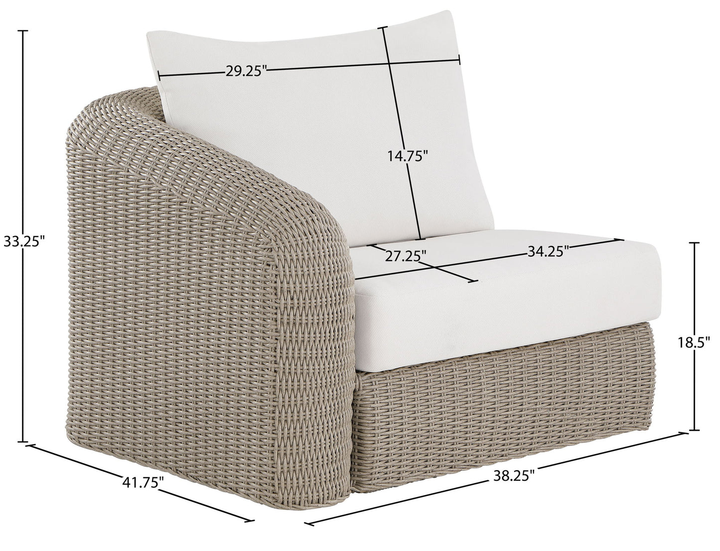 Seacrest - Olefin Water Resistant Fabric And Wicker Outdoor Patio Left Arm Chair