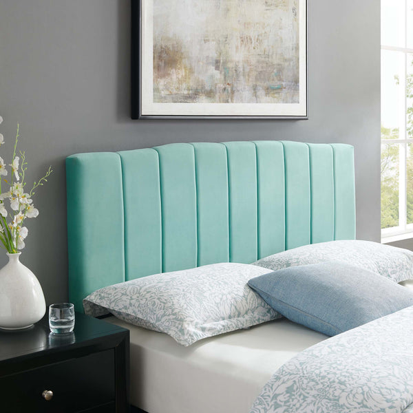 Camilla Channel Tufted Performance Velvet Headboard - King/CA King, Mint