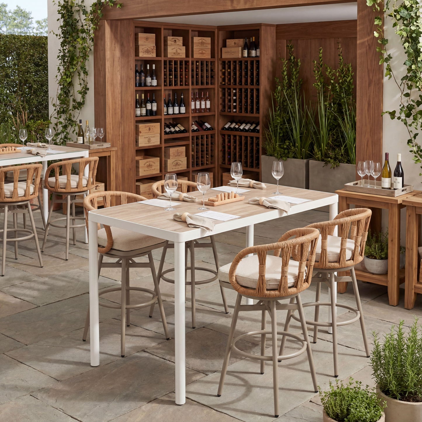 Safal - Outdoor Swivel Barstool - Multicolor