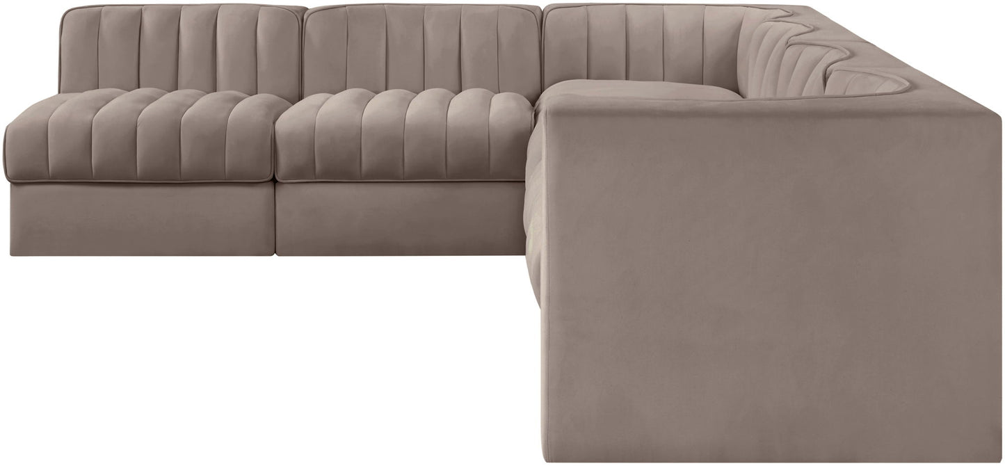 Rummi - Velvet Performance Fabric Upholstered 6 Piece Modular Sectional