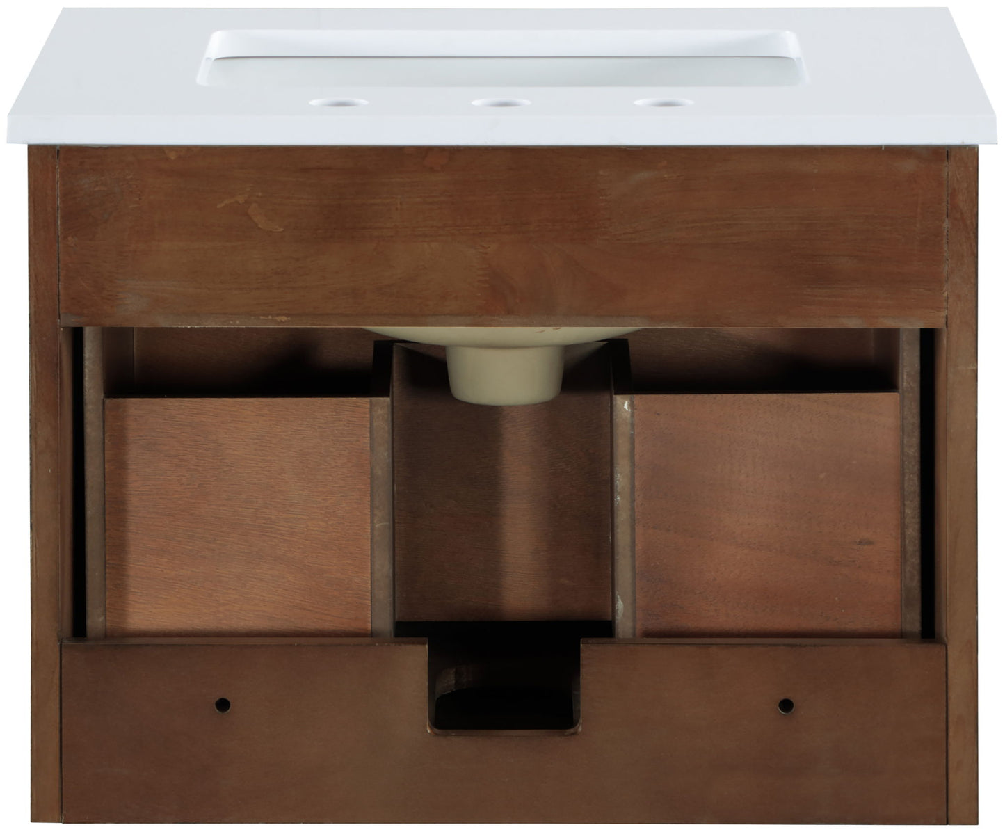 Leonardo - Engineered Stone And Solid Wood 24" Wall Mounted Bathroom Vanity