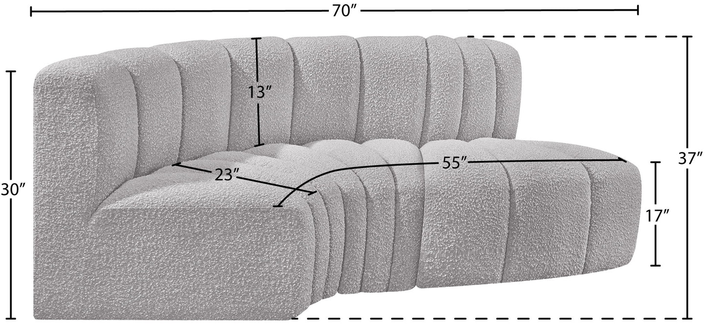 Arc - Boucle Fabric 3 Piece Modular L-Shaped Sofa