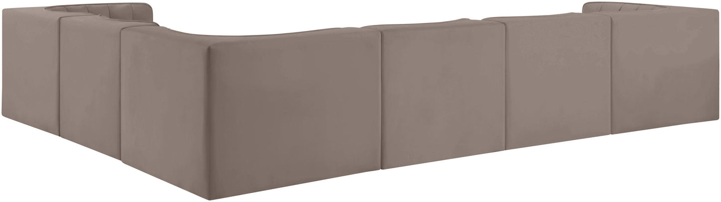 Rummi - Velvet Performance Fabric Upholstered 6 Piece Modular Sectional (With 3 Corner Chairs)