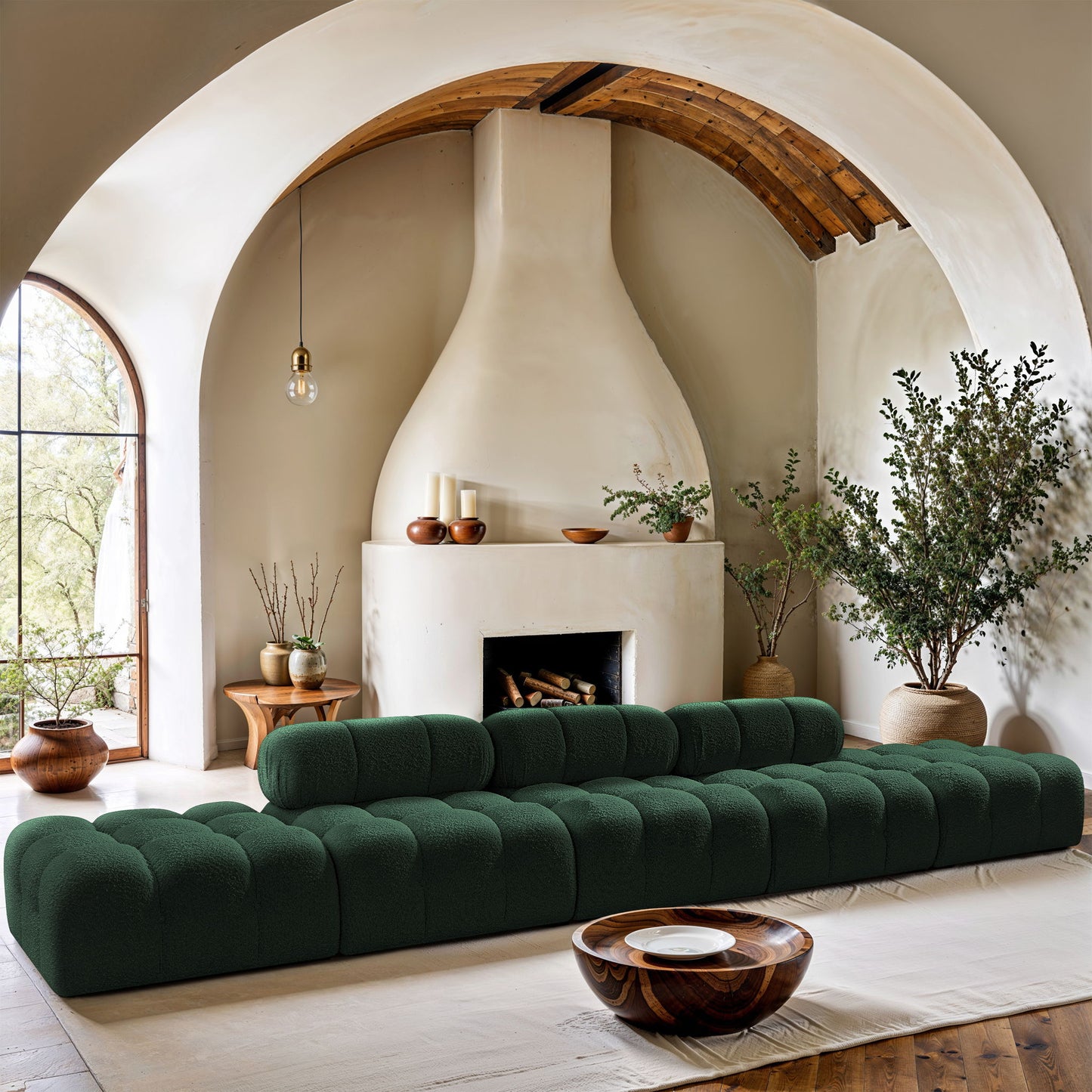 Ames - 5 Piece Boucle Upholstered Modular Sofa With 2 Armless Seats