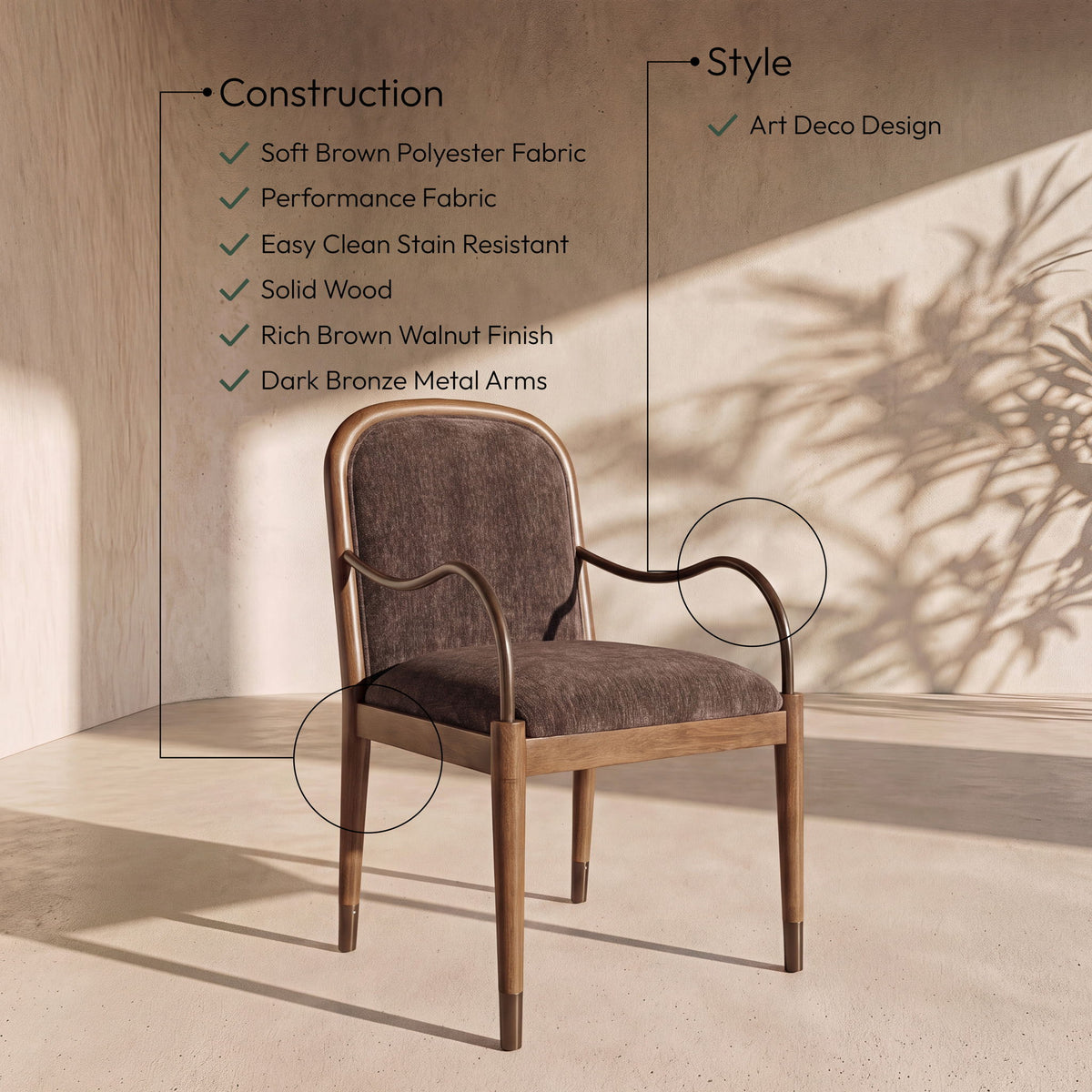Cambria - Fabric Upholstered Dining Arm Chair