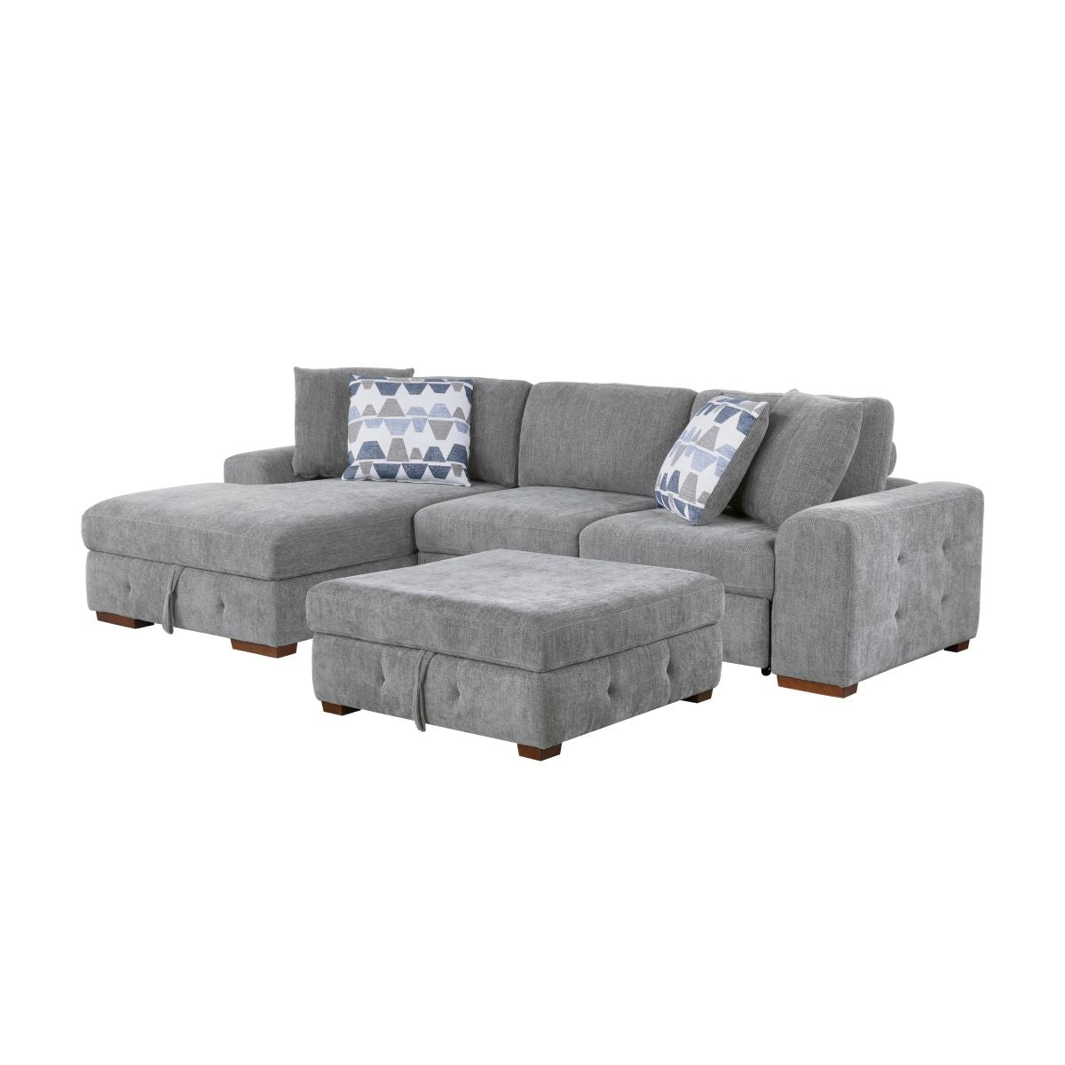 Raife 3-Piece Sectional with Left Chaise, Pull-out Bed and Ottoman