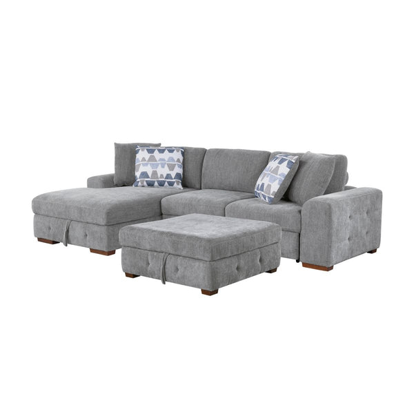 Raife 3-Piece Sectional with Left Chaise, Pull-out Bed and Ottoman