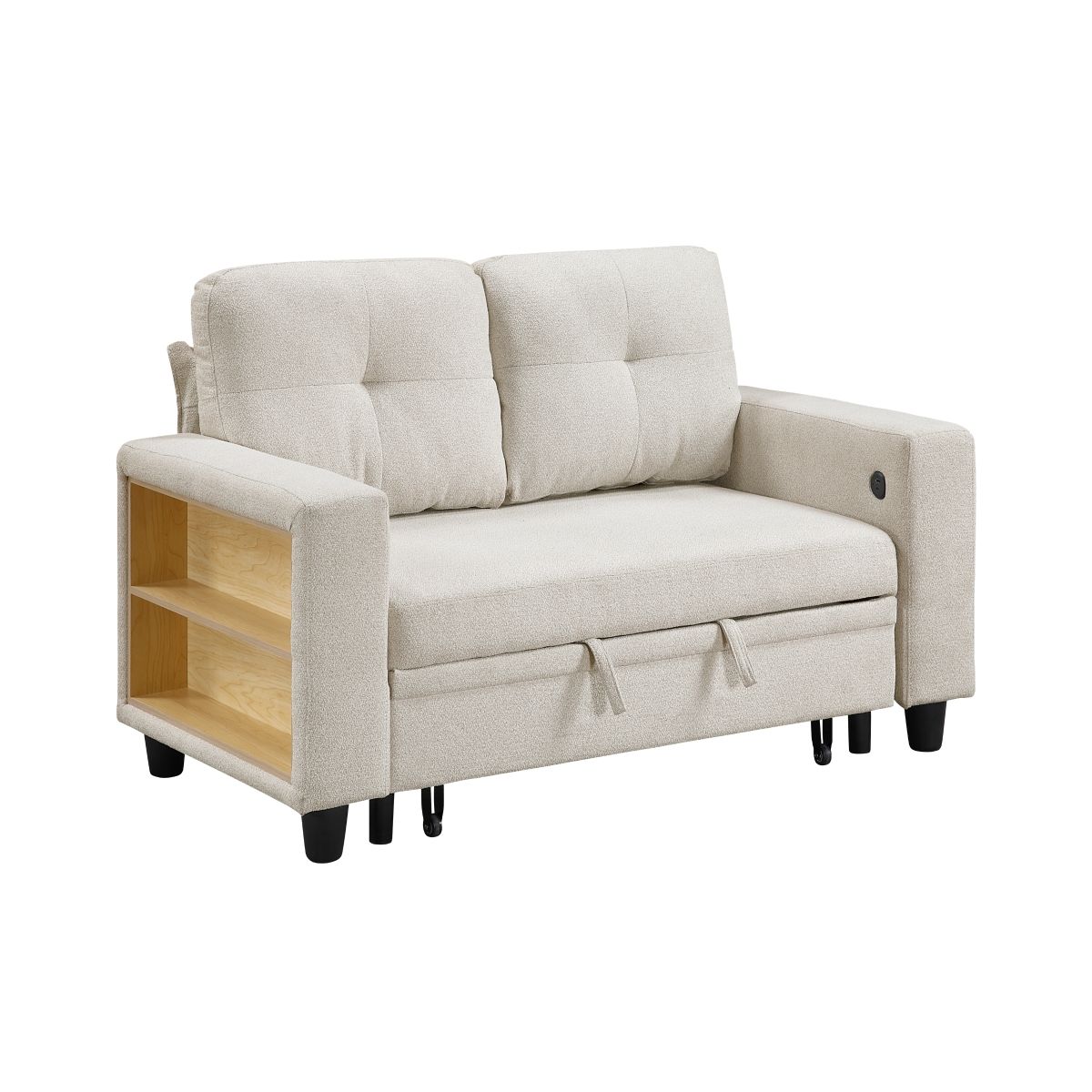 Robinson Love Seat with Pull-out Bed, Shelves and Charging Ports