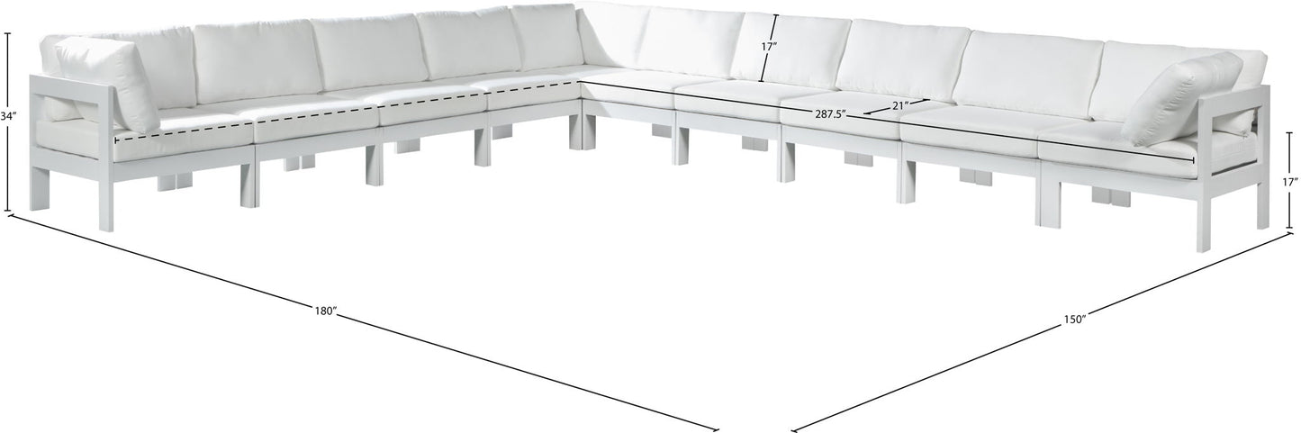 Nizuc - Outdoor Patio 10 Piece Modular Sectional With White Frame