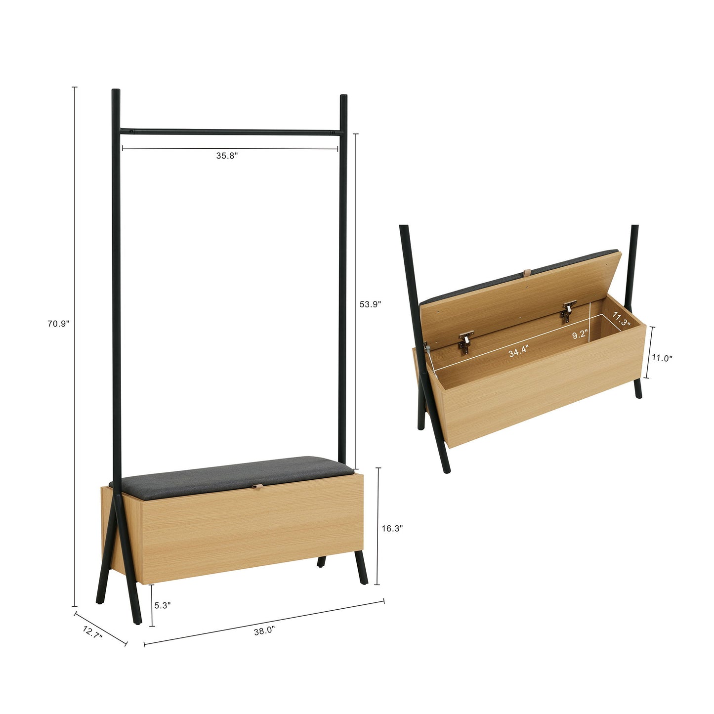 Paloma - Open Hanging Closet - Light Oak