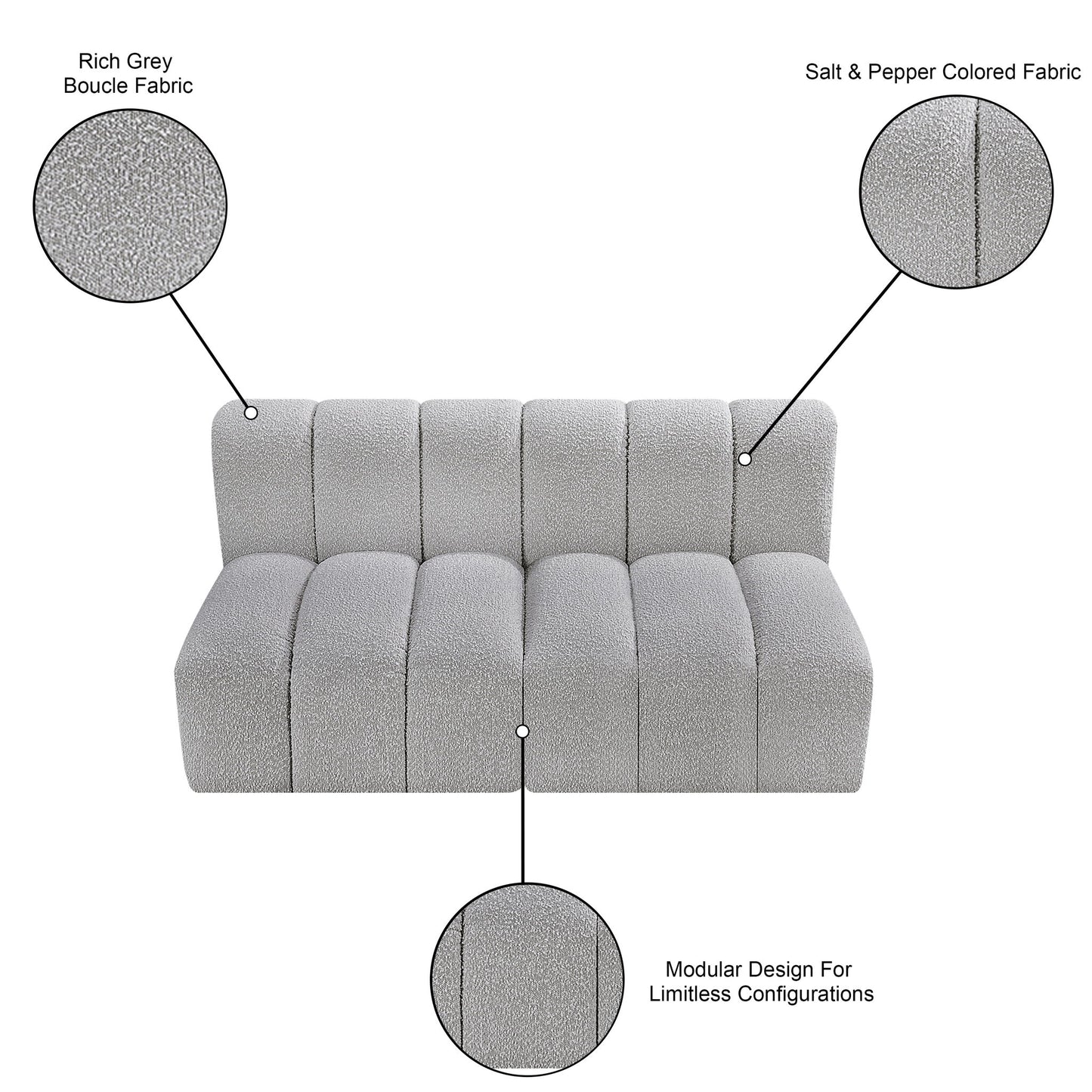 Arc - Boucle Fabric 2 Seats Modular Sofa