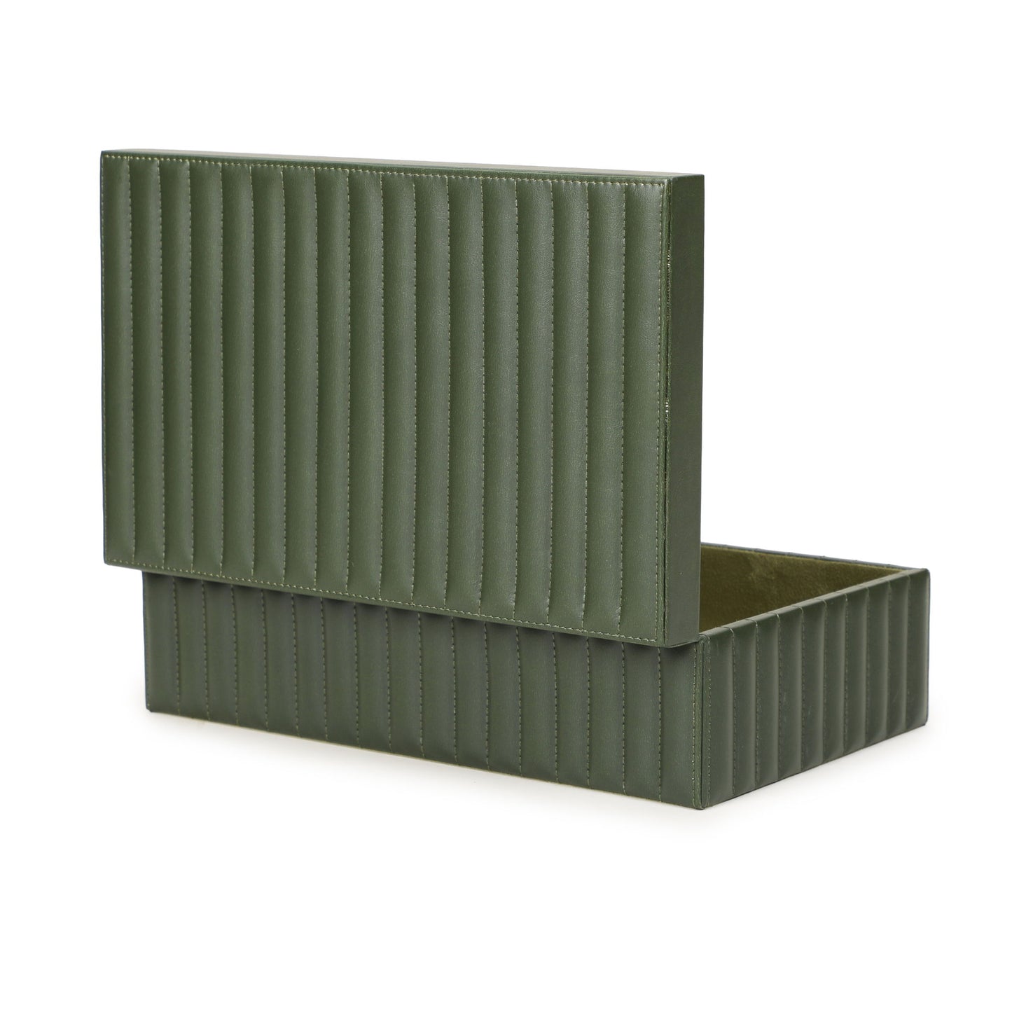 Eton - Ribbed Vegan Leather Hospitality Grade Storage Box - Green