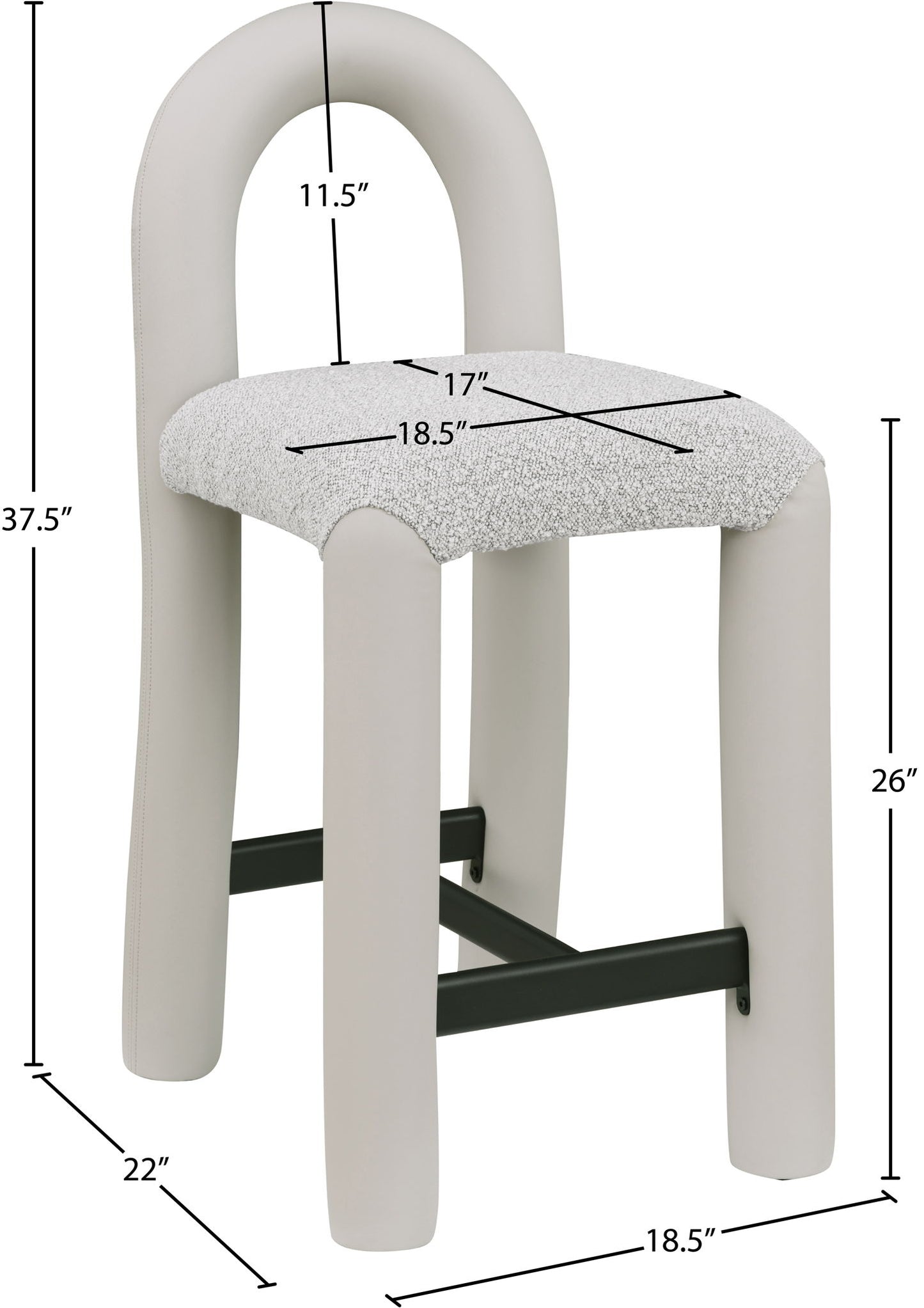 Amari - Vegan Leather and Boucle Fabric Stool