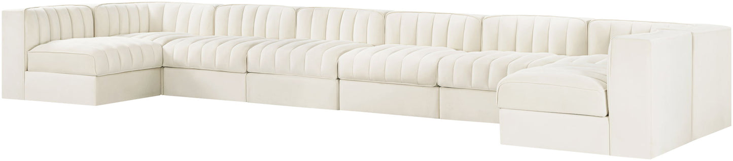 Rummi - Velvet Performance Fabric Upholstered 8 Piece Modular Sectional (With 2 Corner Chairs)