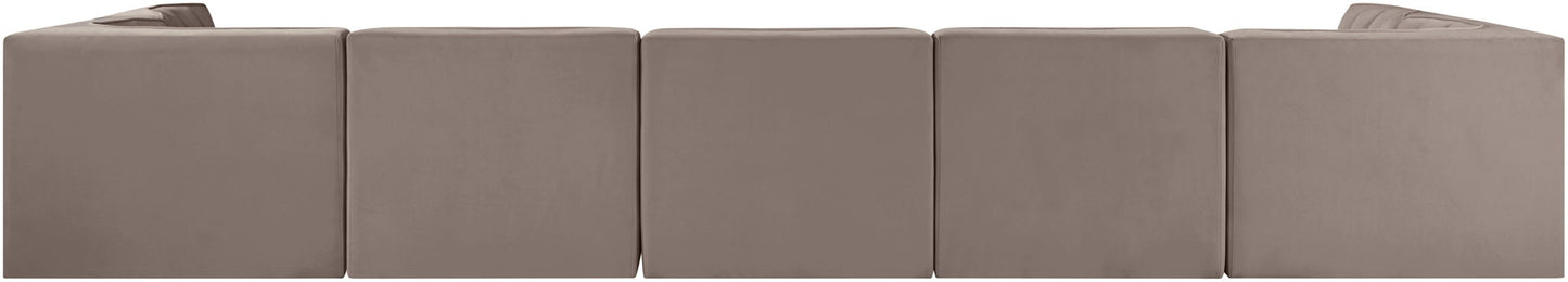 Rummi - Velvet Performance Fabric Upholstered 7 Piece Modular Sectional (With 2 Corner Chairs)