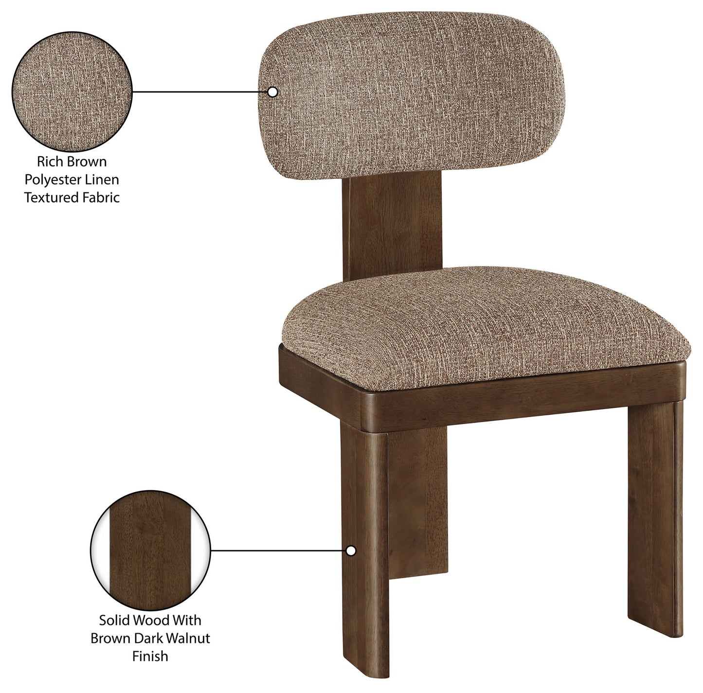 Timbra - Linen Textured Fabric Upholstered Dining Chair (Set of 2) - Walnut Base