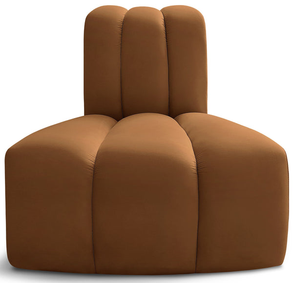 Arc - Velvet Reverse Corner Chair - Saddle